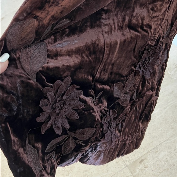 NWT $328 BY ANTHROPOLOGIE 3D Floral Velvet Jumpsuit 4 - Picture 9 of 13